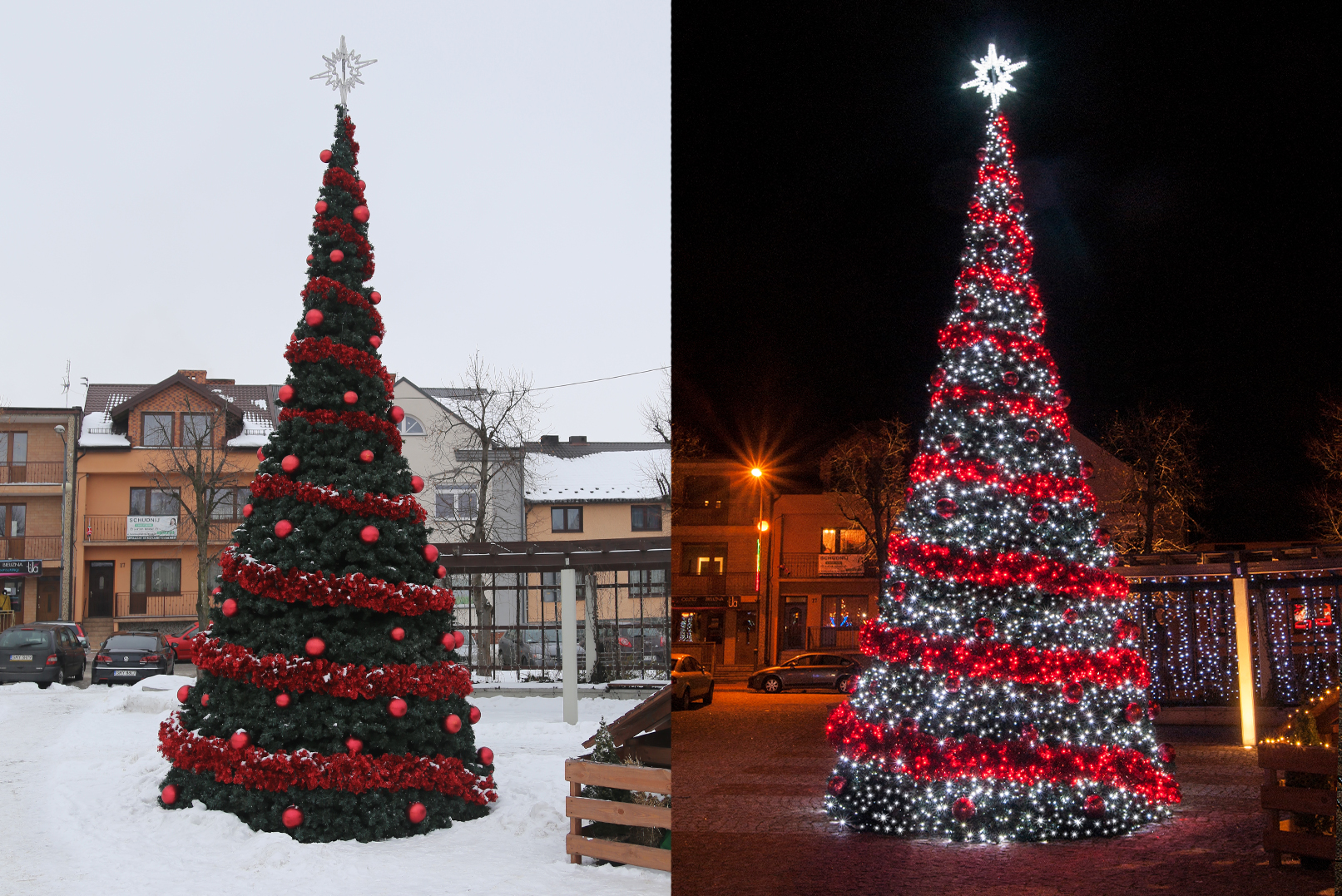 Riesiger konischer Weihnachtsbaum für UGiM Koziegłowy