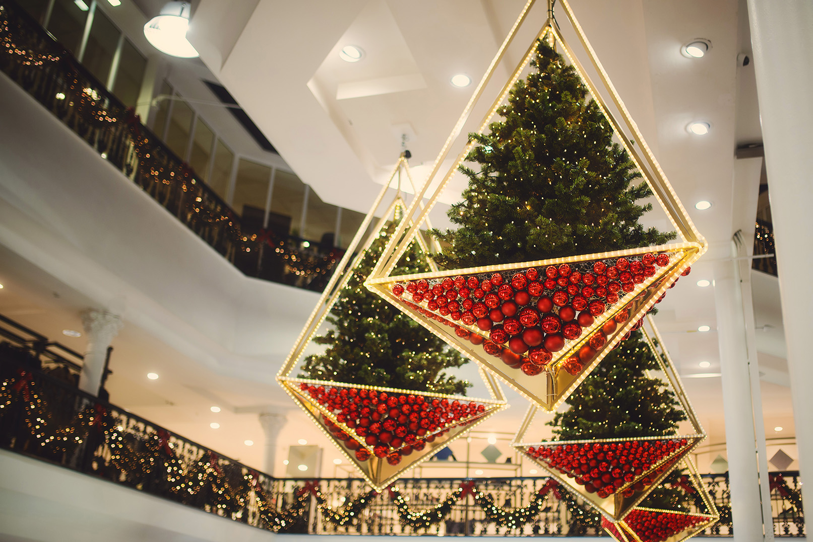 Künstliche Weihnachtsbäume für Arnotts in Dublin