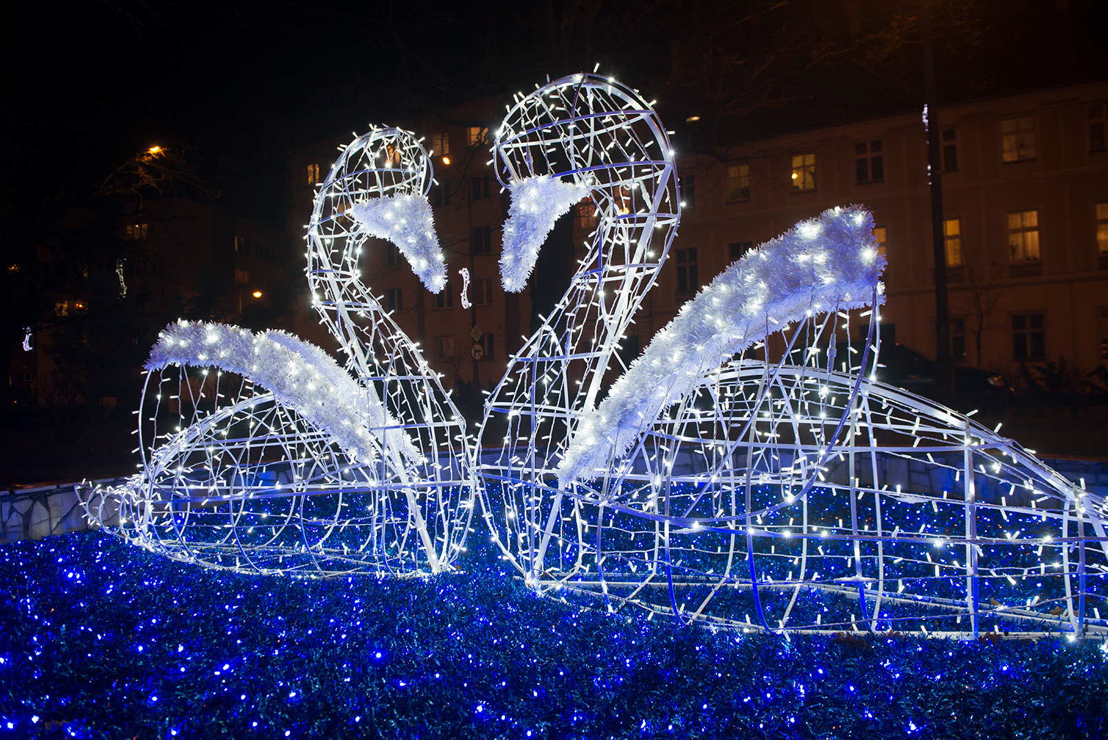 Weihnachtslichtdekoration für die Stadt Oława